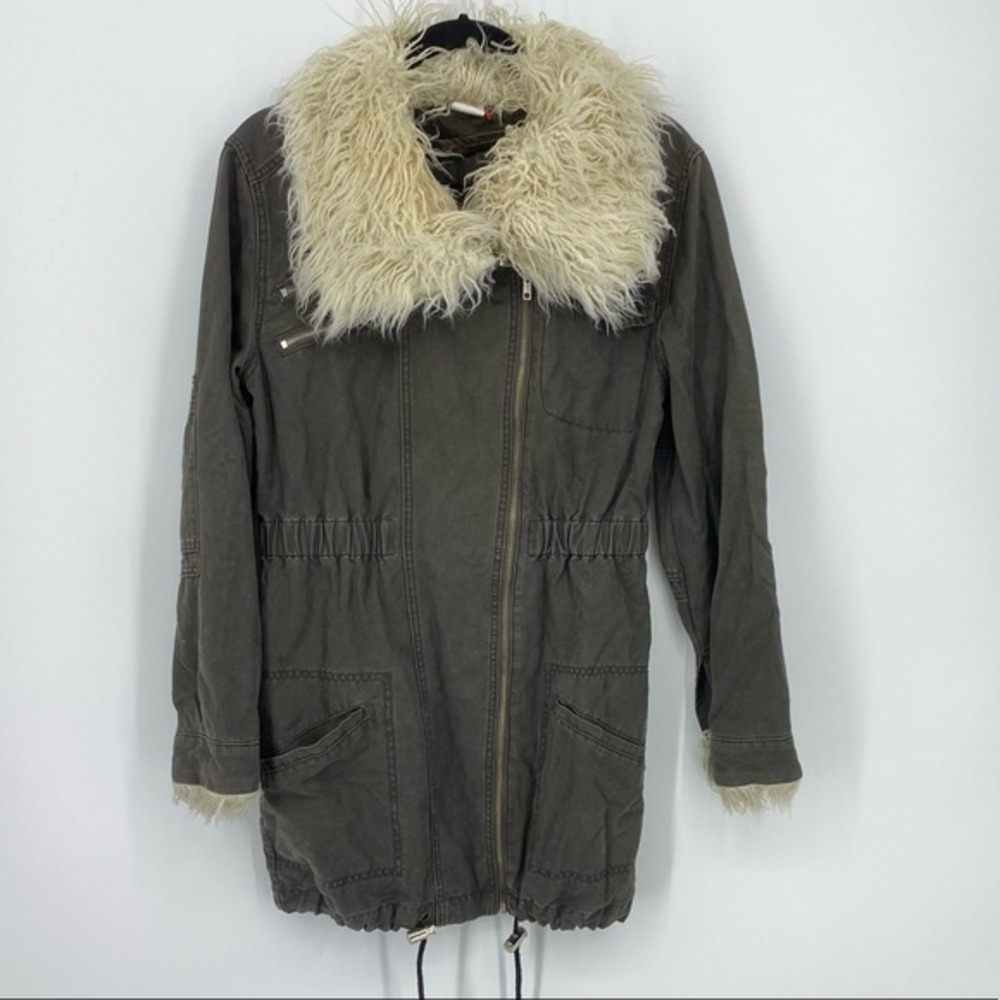 Some Days Lovin Faux Fur Collar Jacket Sz XS mid length